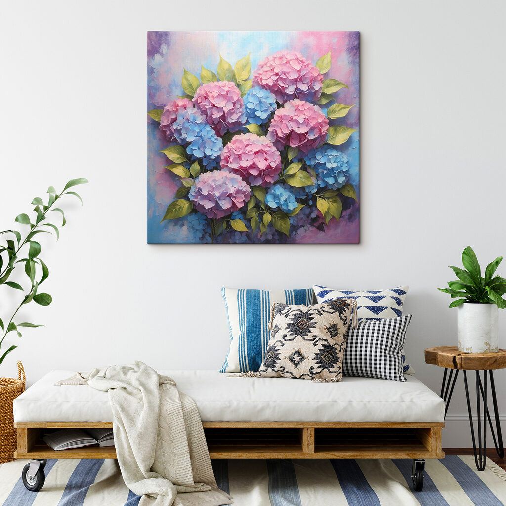 Hortensia’s in roze aquarel — interieur 3