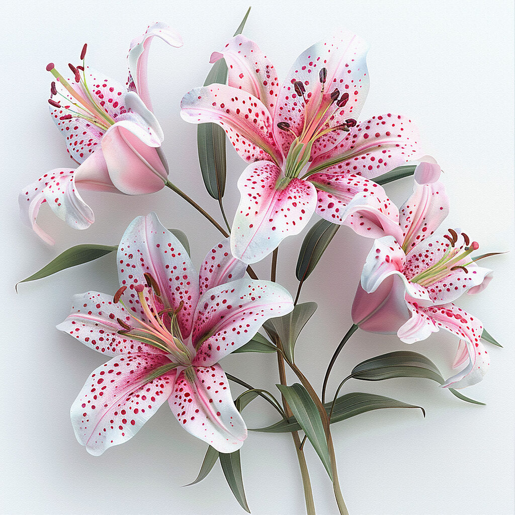 Lelies met roze spikkels — volledig ontwerp