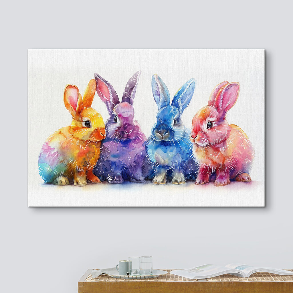 Vier konijntjes in regenboogkleur — interieur 1
