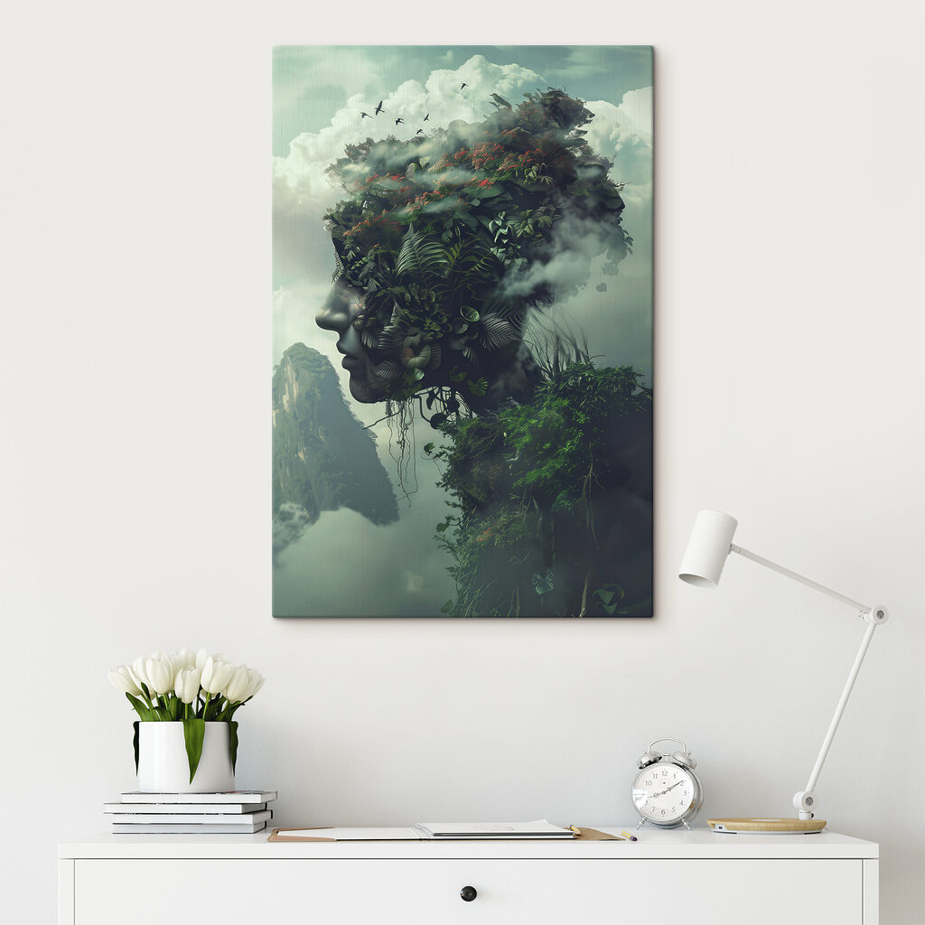 Gezicht vol groene takken — interieur 2