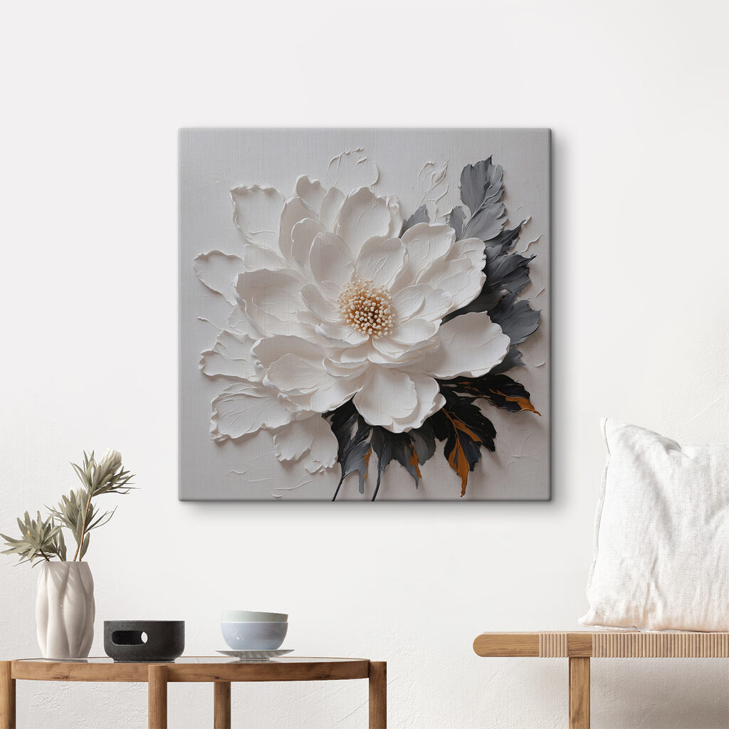 Witte bloem, donkere bladeren — interieur 2