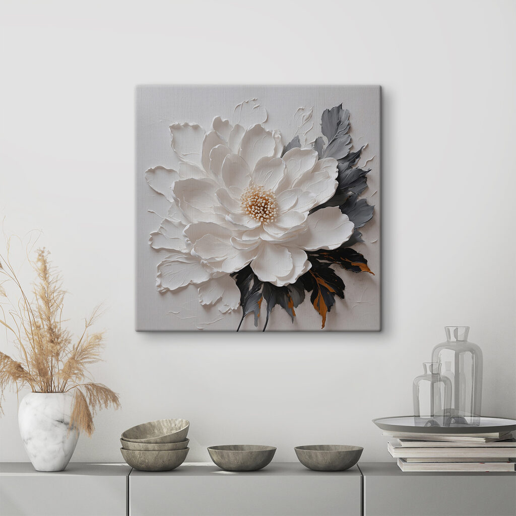 Witte bloem, donkere bladeren — interieur 3