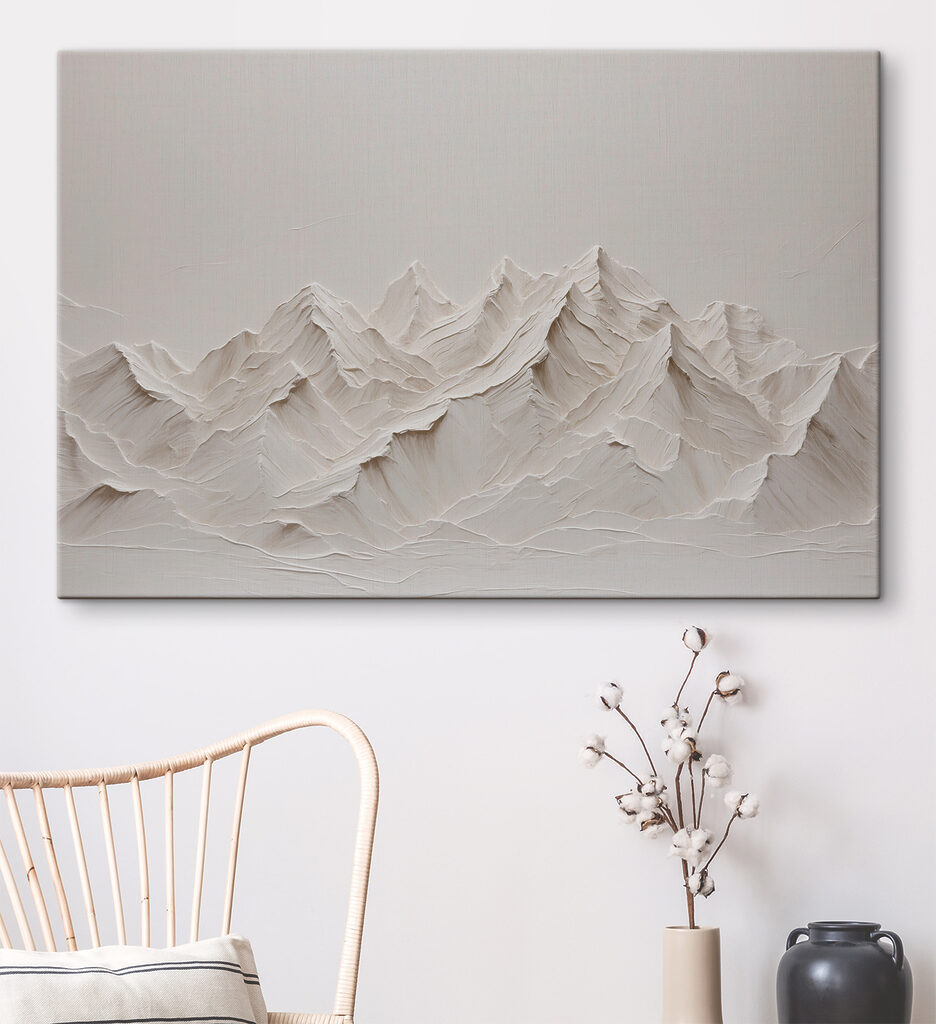 Bergtoppen in zachte plooien in een interieur