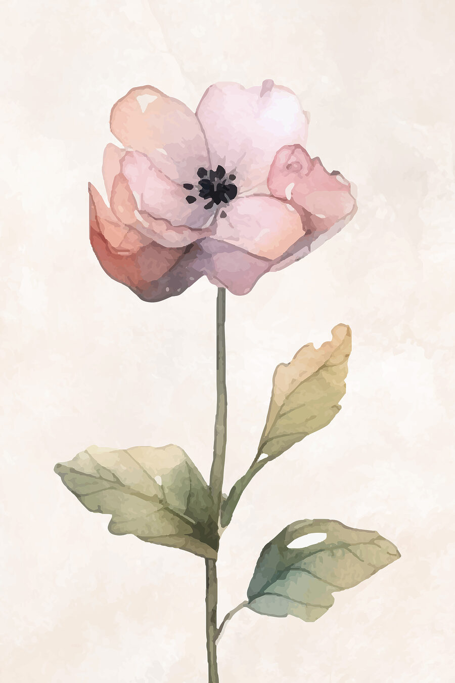 Een roze bloem alleen — volledig ontwerp