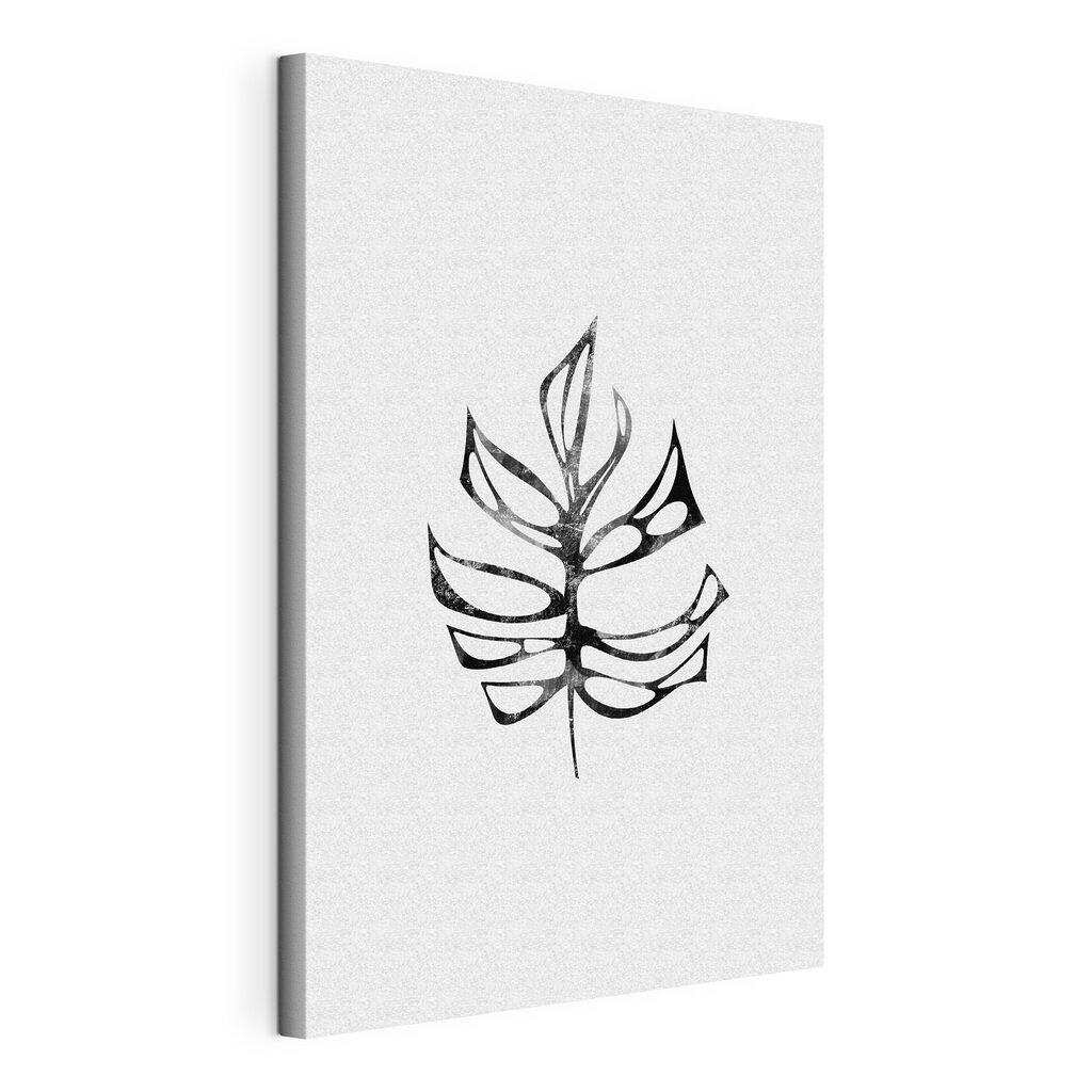 Een blad in inkt, gespannen canvas met doorlopende rand