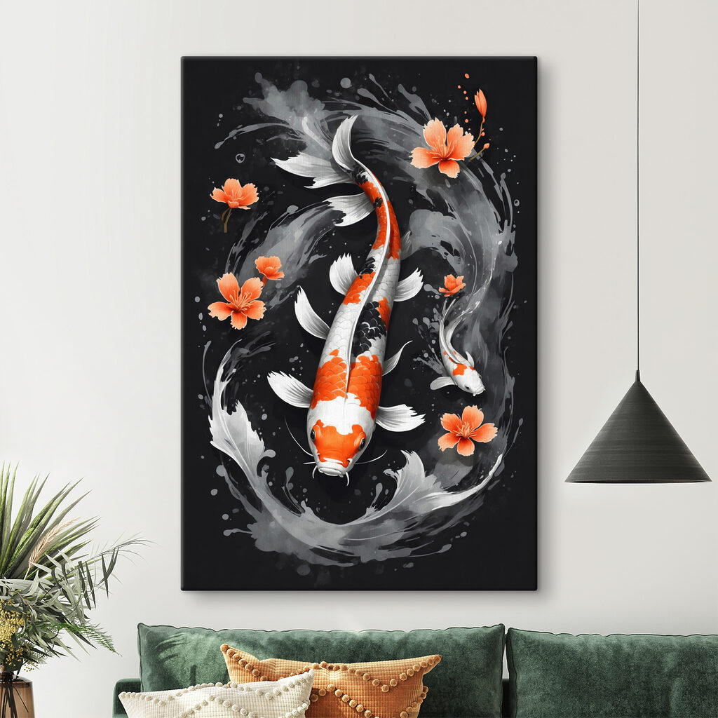 Koi tussen oranje bloemen — interieur 2