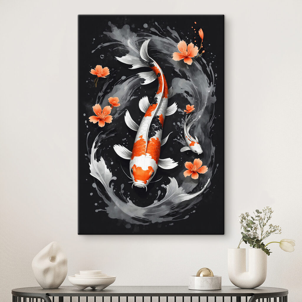Koi tussen oranje bloemen — interieur 1