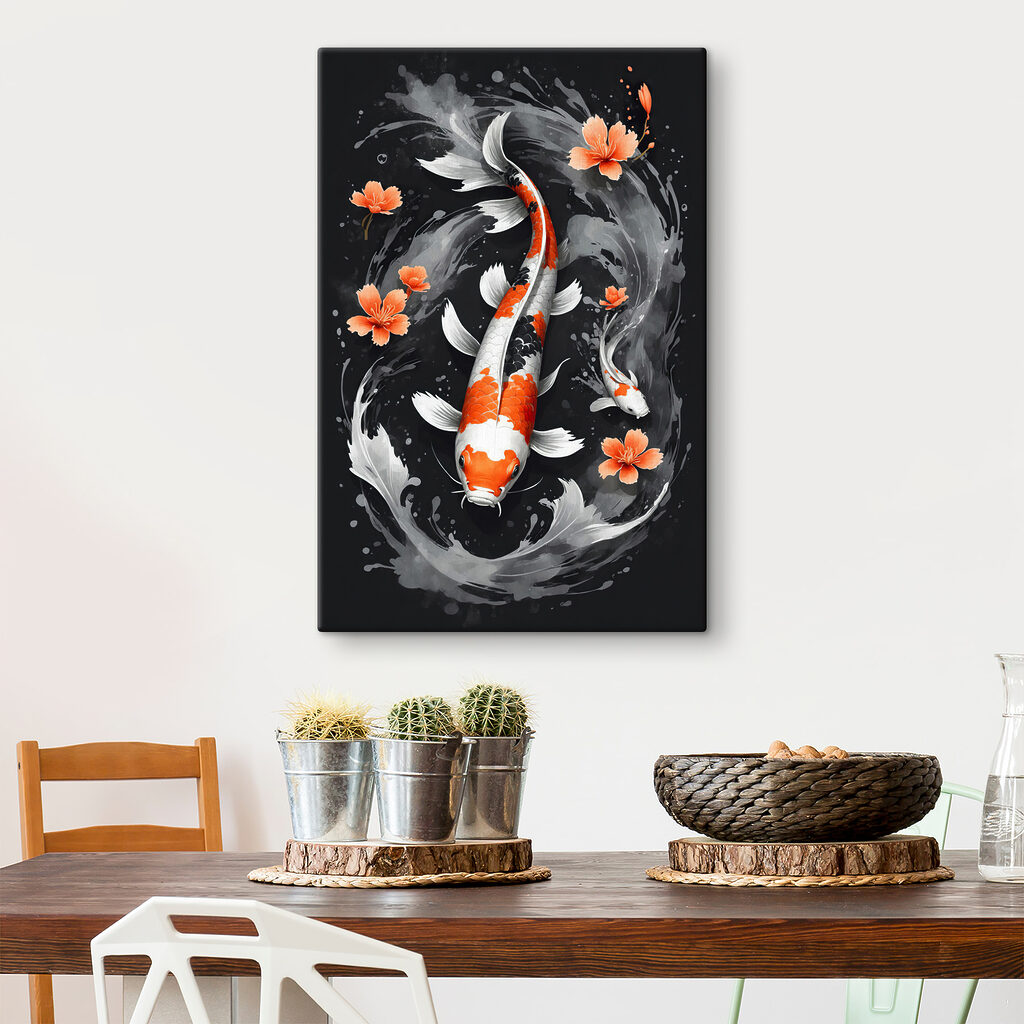 Koi tussen oranje bloemen — interieur 3