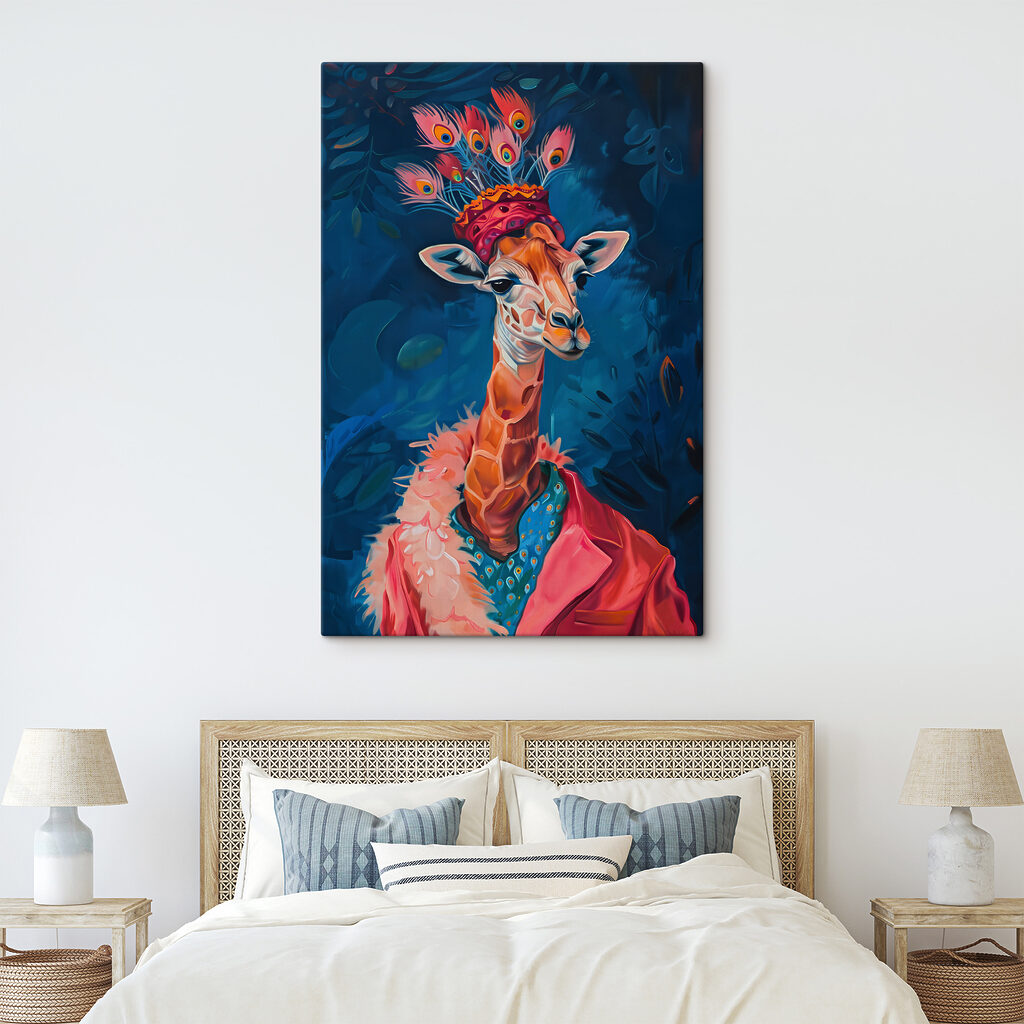 Giraffe met gevederde hoed — interieur 1