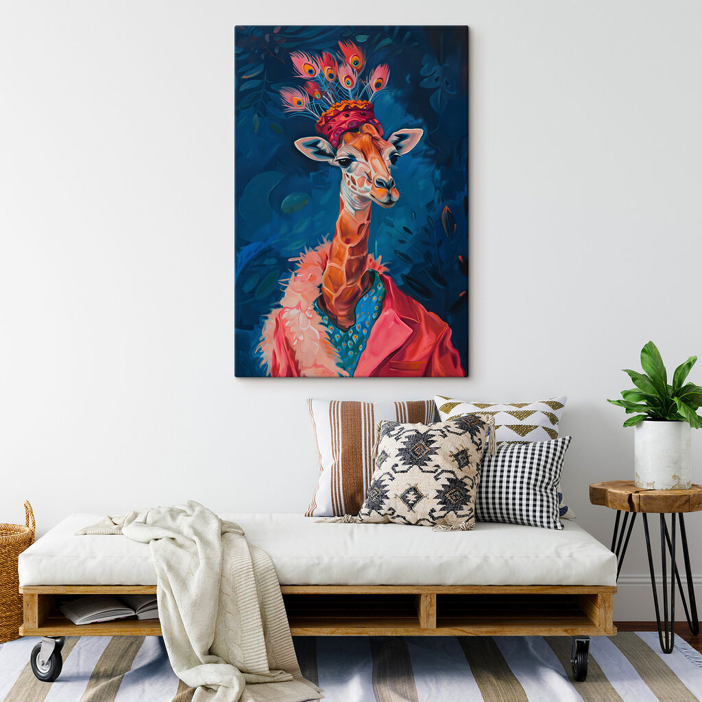 Giraffe met gevederde hoed — interieur 2
