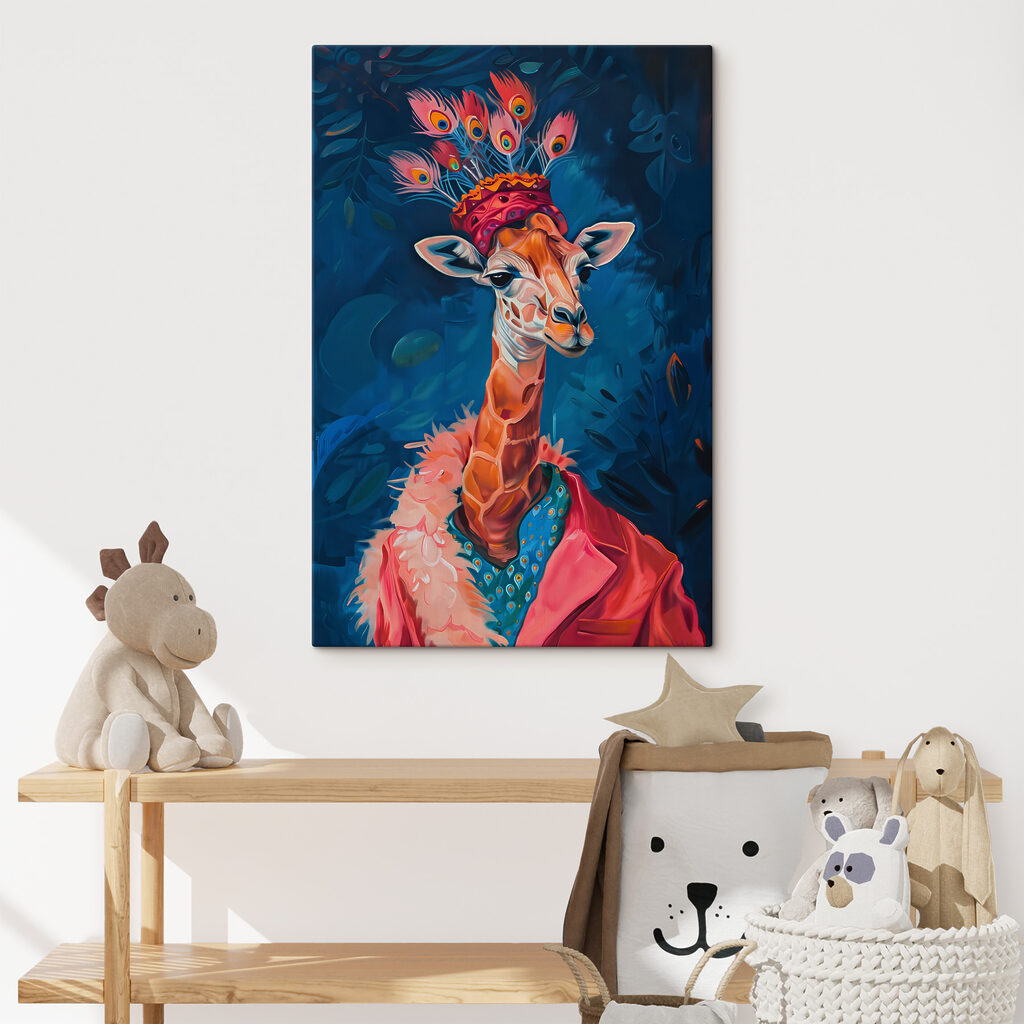 Giraffe met gevederde hoed — interieur 3