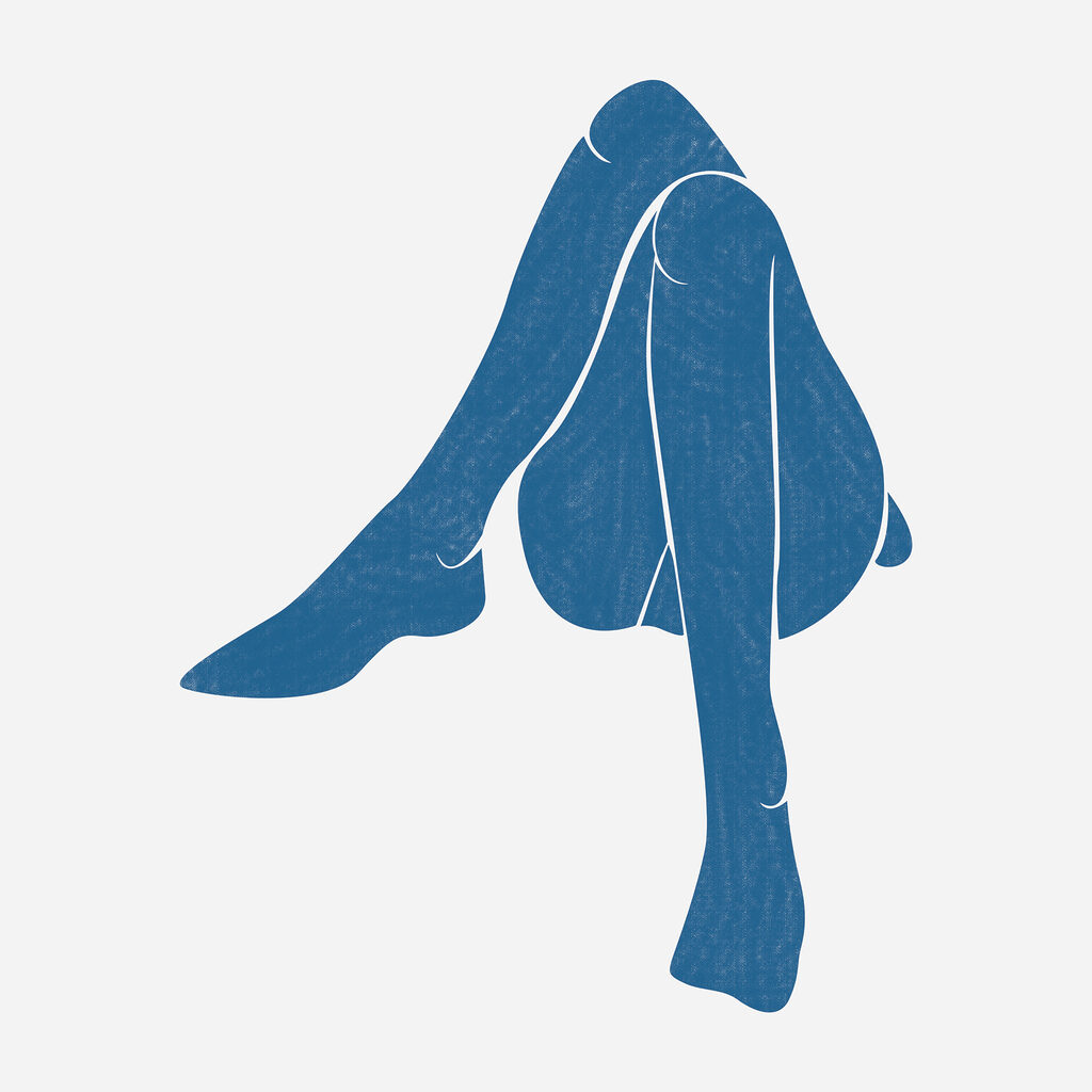 Benen in diepblauw — volledig ontwerp