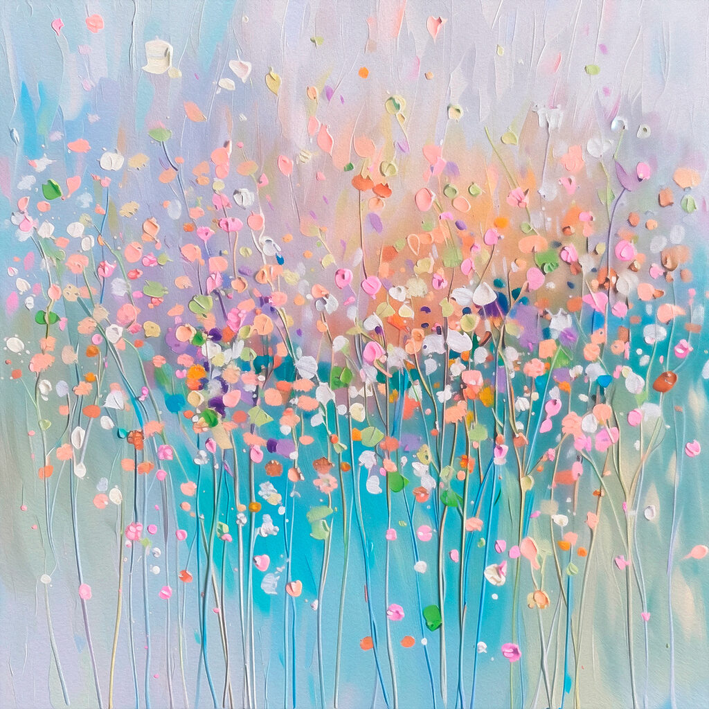 Bloemen als zachte lichtpuntjes — volledig ontwerp