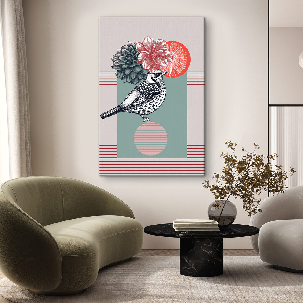 Een vogel draagt bloemen — interieur 1