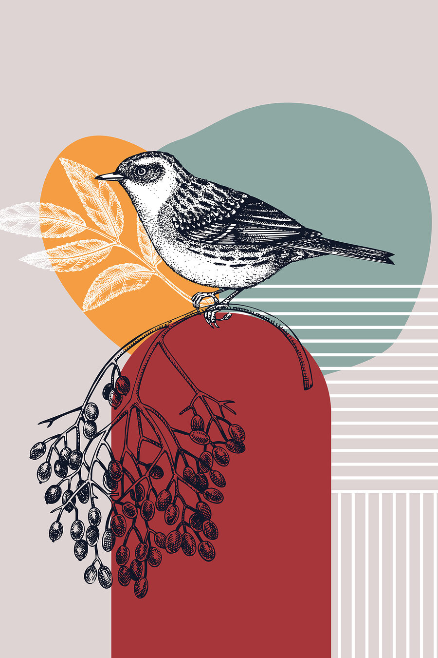 Vogel boven een boog — volledig ontwerp