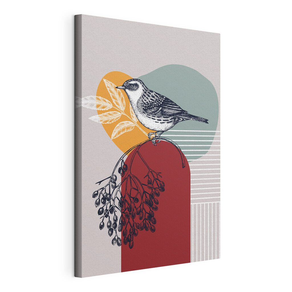 Vogel boven een boog, gespannen canvas met doorlopende rand