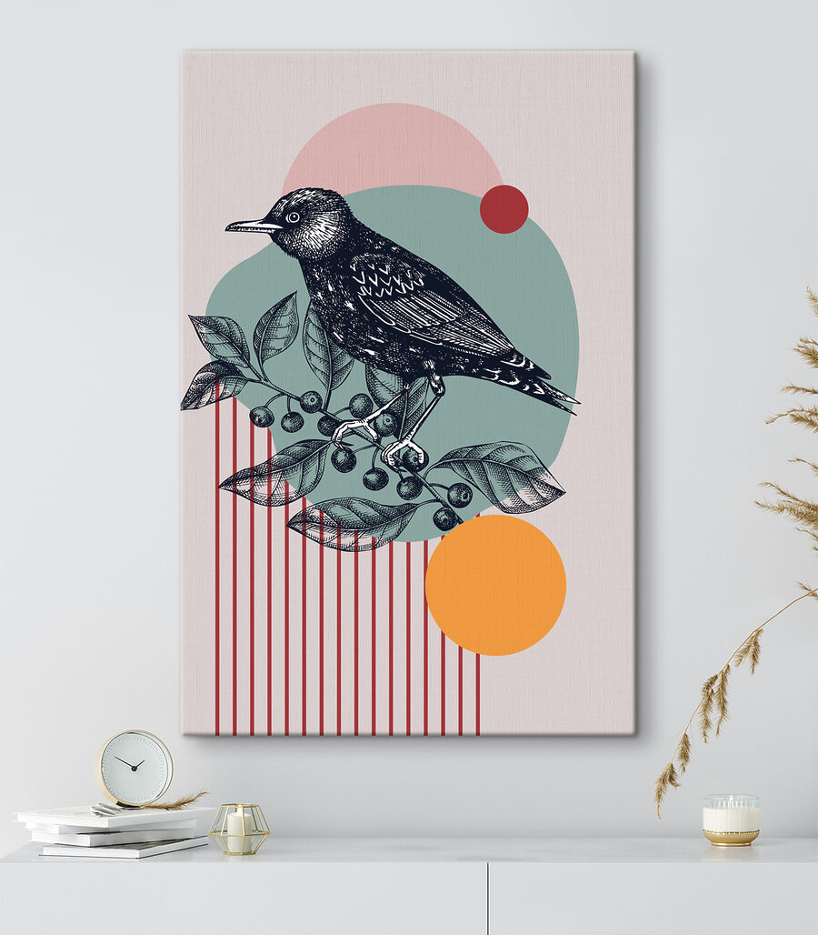 Zwarte vogel tussen cirkels — interieur 1