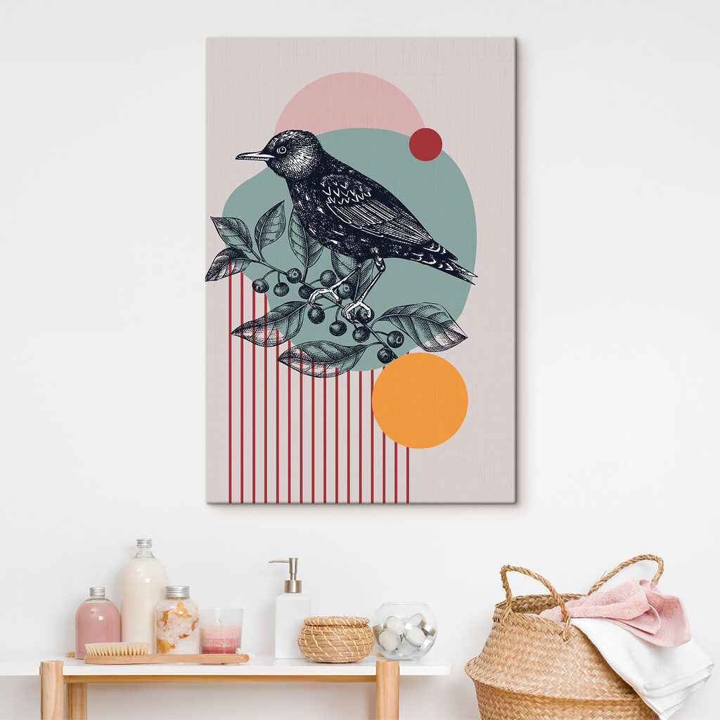 Zwarte vogel tussen cirkels — interieur 2