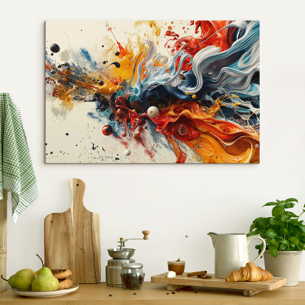 Een kleurrijke verfspetter in een interieur