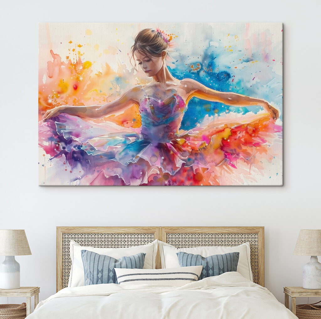 Een vrouw in een tutu in een interieur
