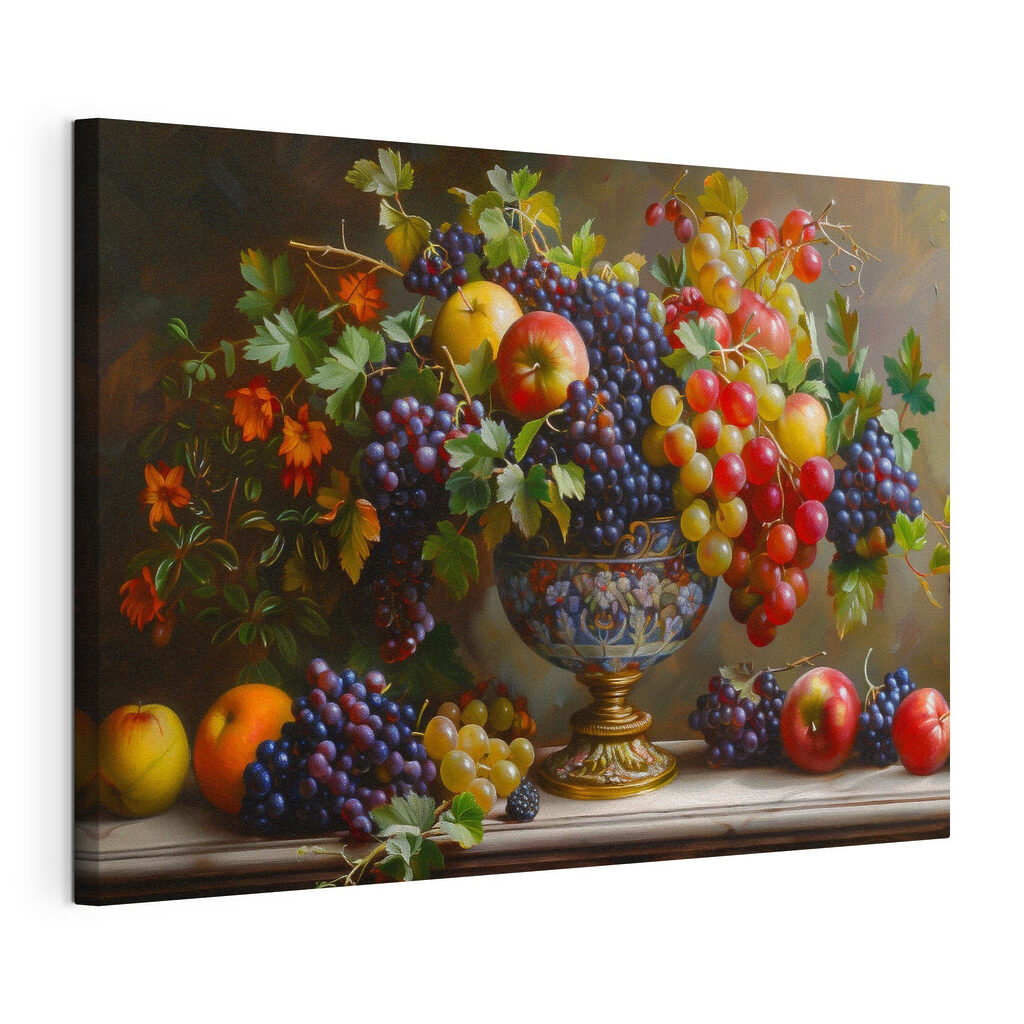 Een overvloed aan herfstfruit, gespannen canvas met doorlopende rand