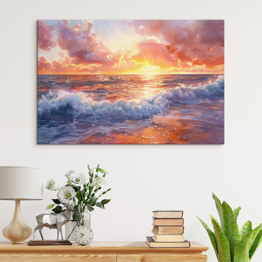Roze wolken boven branding — interieur 1