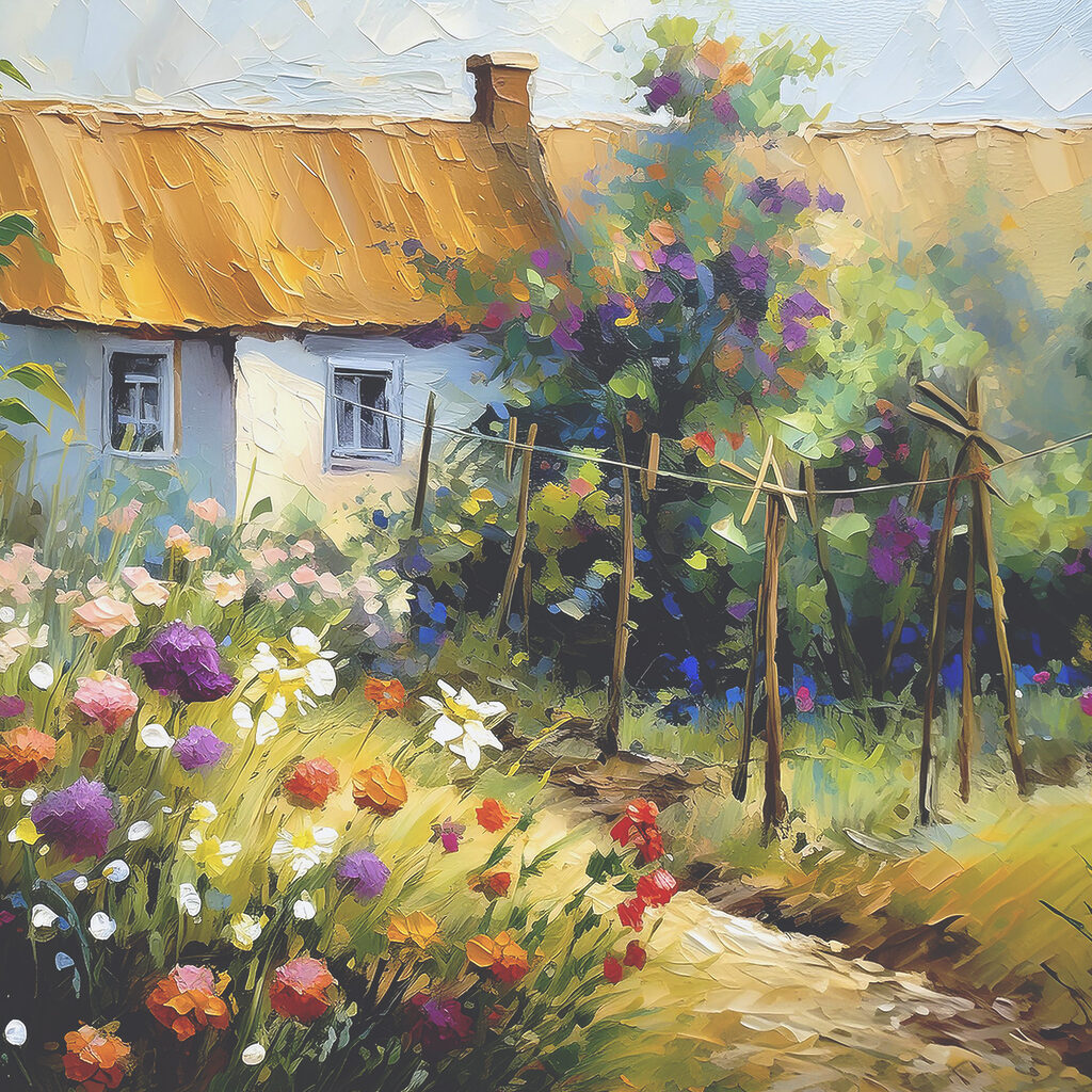 Bloementuin bij het huisje — volledig ontwerp