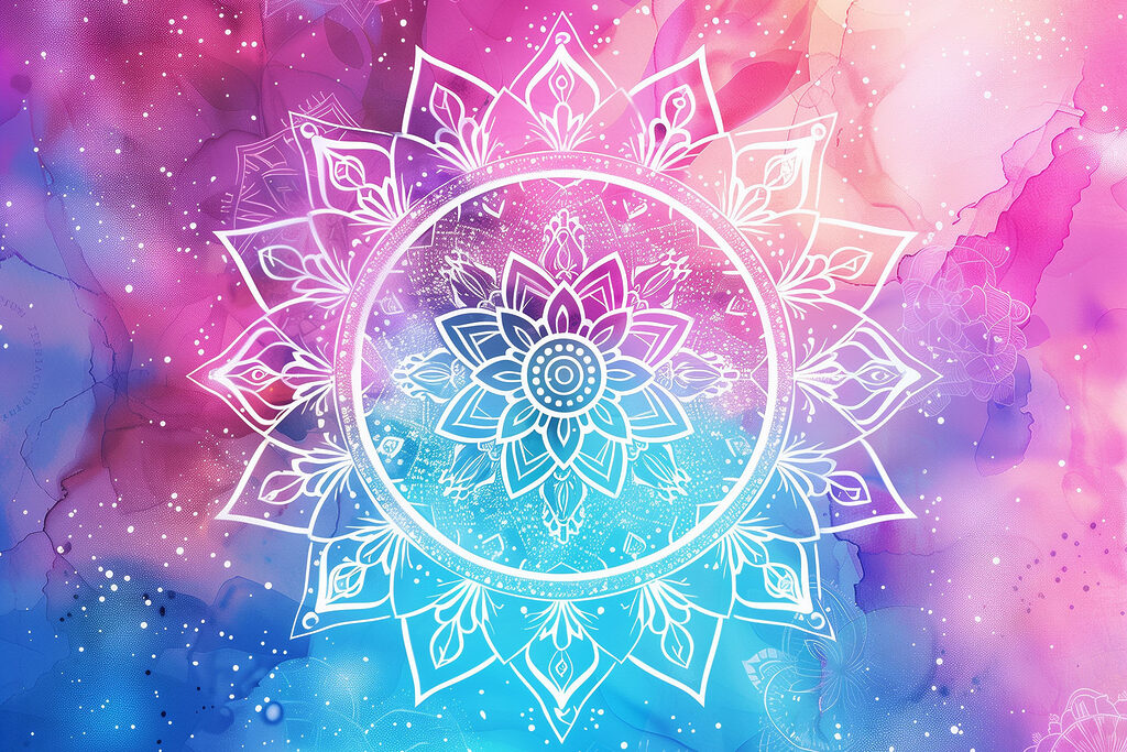 Mandala in roze sterrenlicht — volledig ontwerp