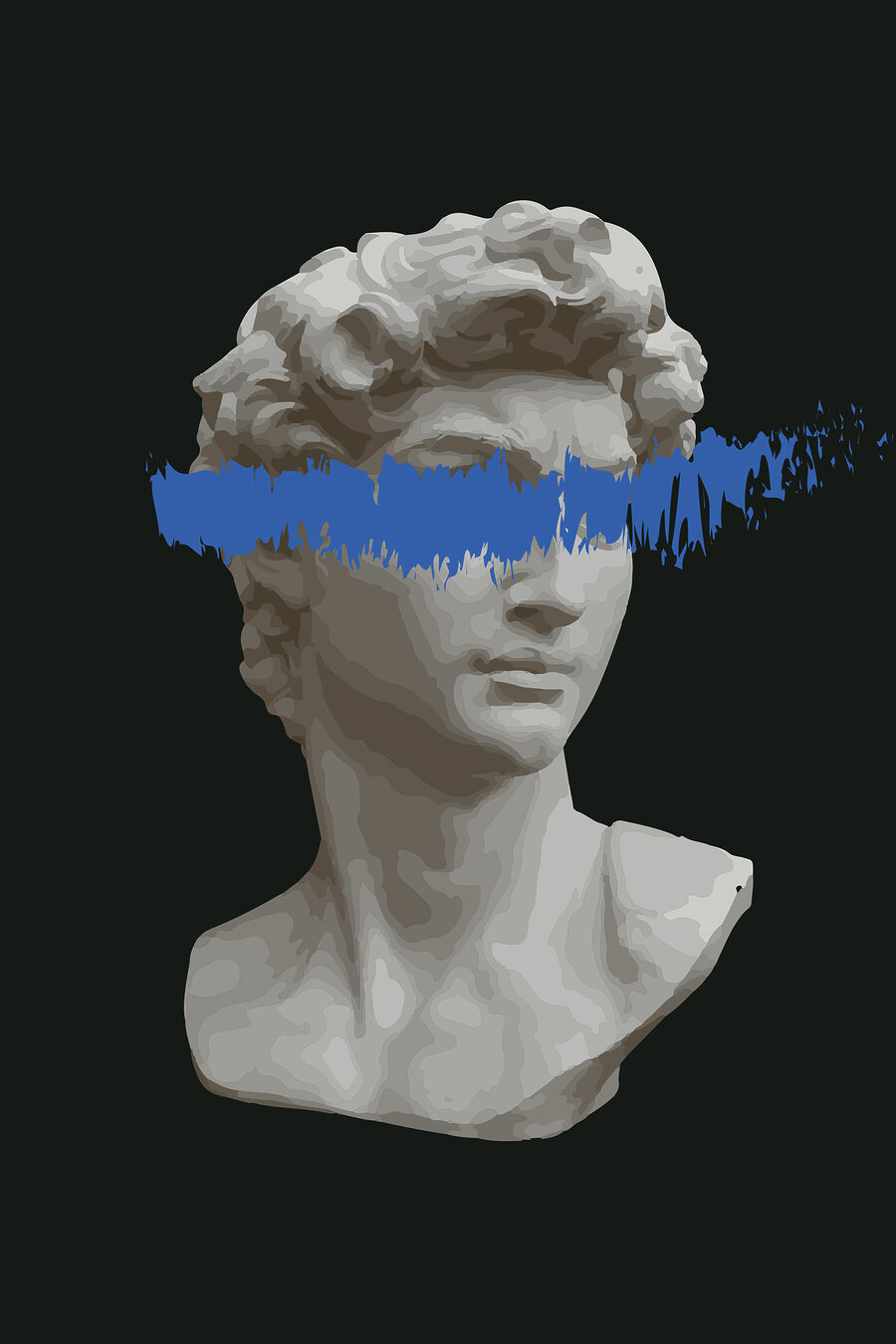 Een standbeeld van een man met een blauwe streep — volledig ontwerp