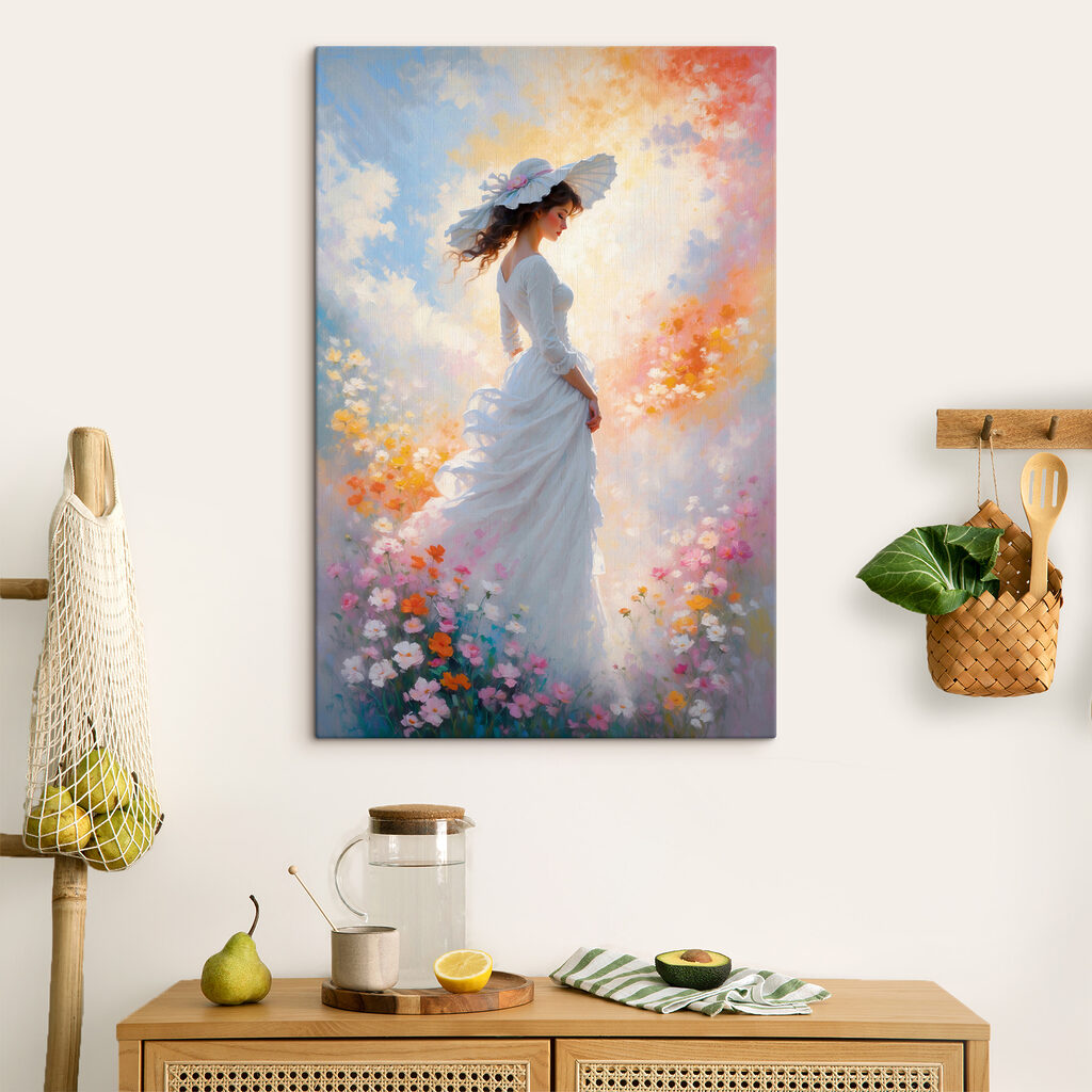 Witte jurk tussen bloemen — interieur 3