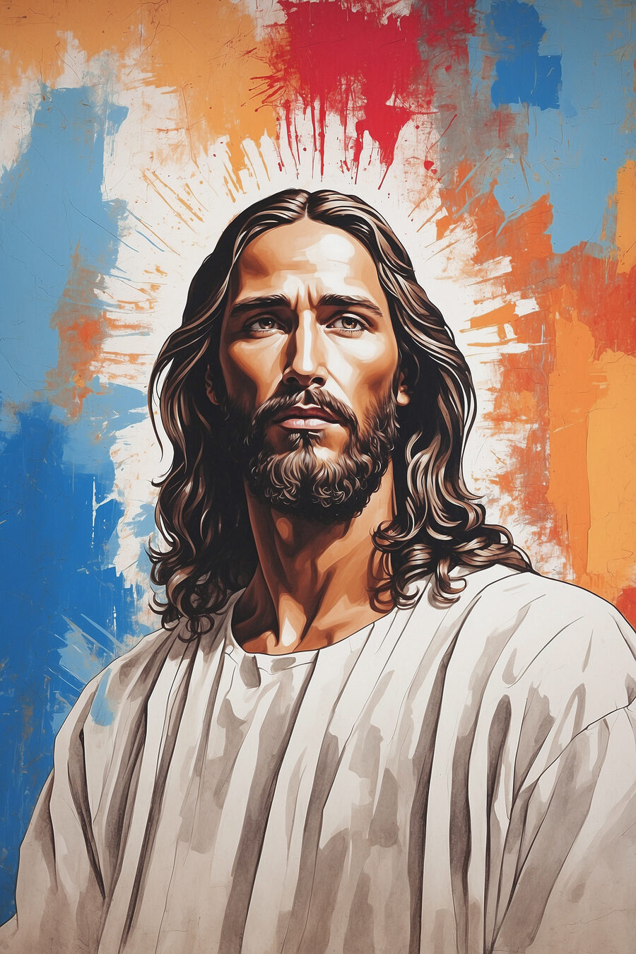 Jezus tussen warme kleuren — volledig ontwerp
