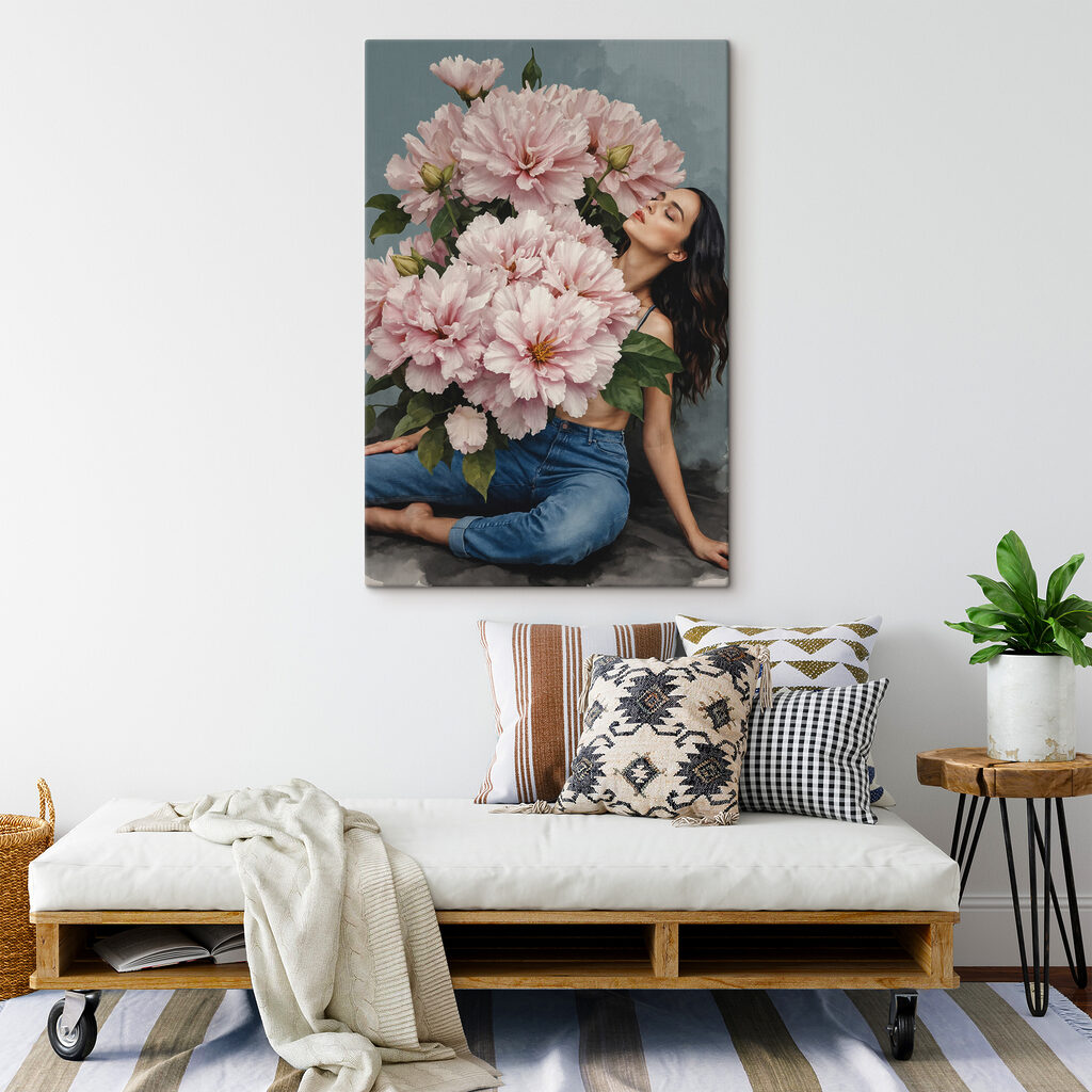 Verscholen achter roze pioenrozen — interieur 2