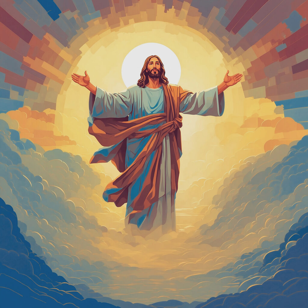 Jezus opent zijn armen — volledig ontwerp