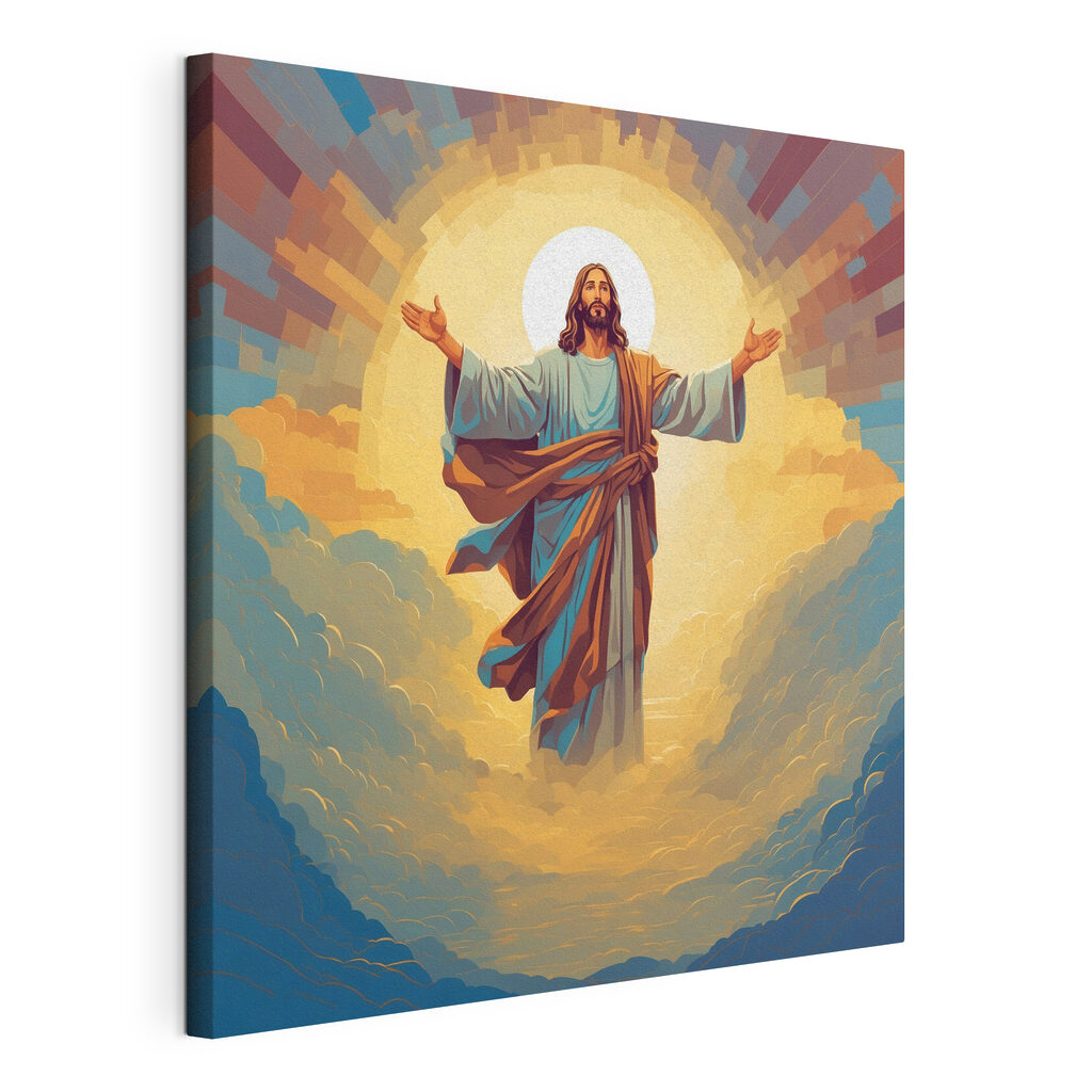 Jezus opent zijn armen, gespannen canvas met doorlopende rand