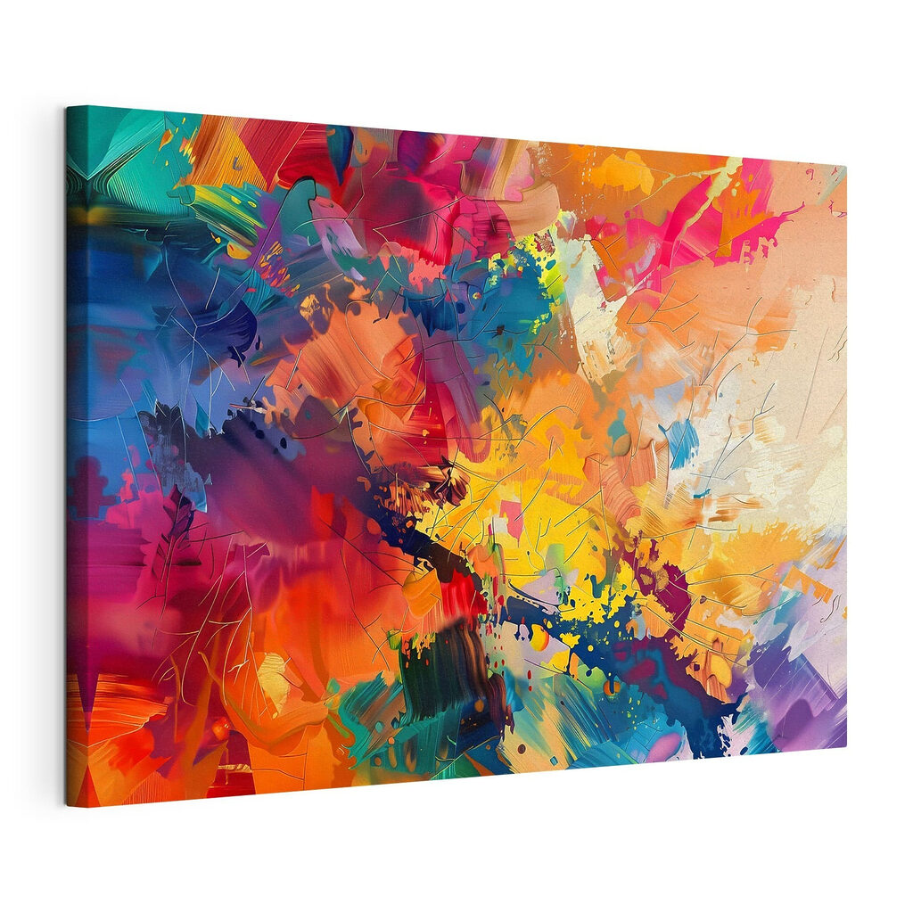 Kleuren vinden hun ritme, gespannen canvas met doorlopende rand