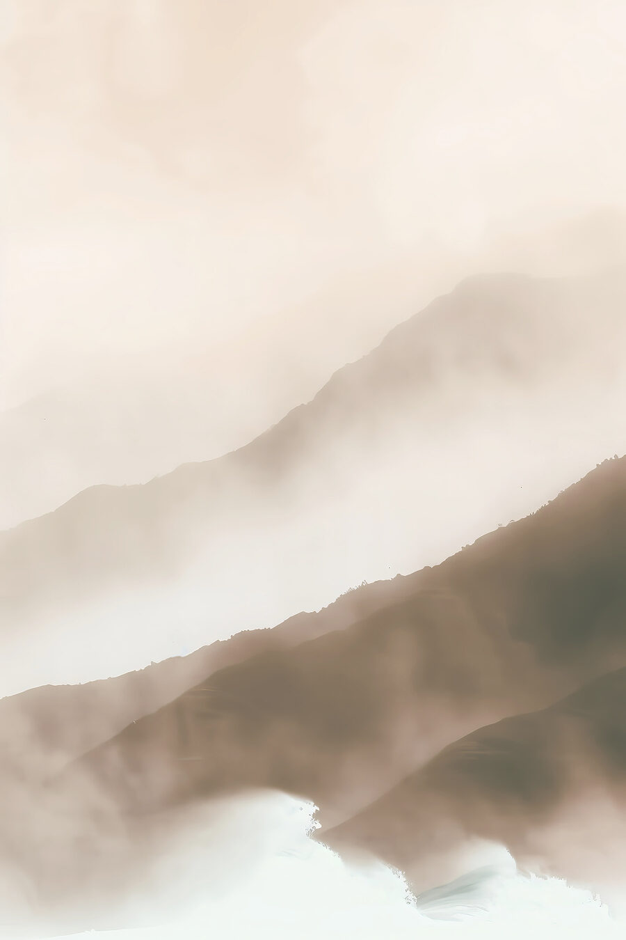 Bergen verdwijnen in mist — volledig ontwerp