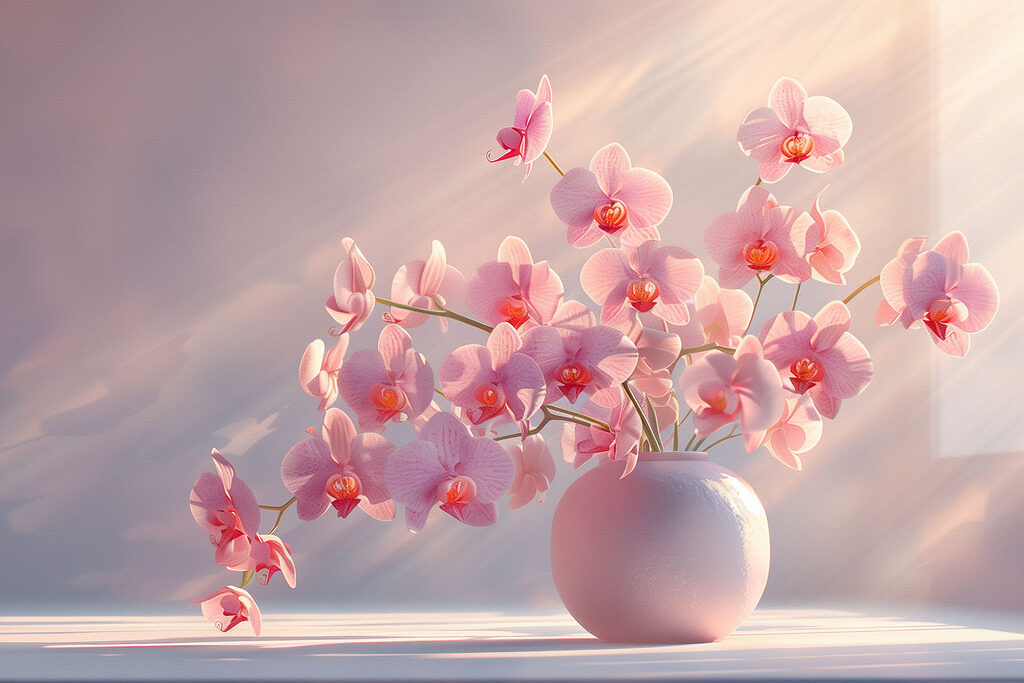 Orchideeën in een lichtstraal — volledig ontwerp
