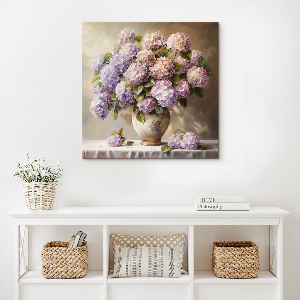 Lila hortensia’s in avondzon — interieur 2