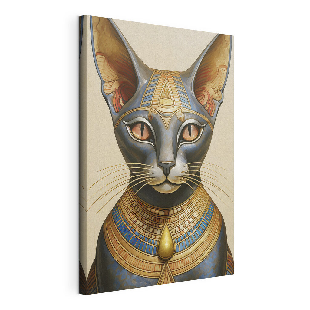 Kat met gouden kraag, gespannen canvas met doorlopende rand
