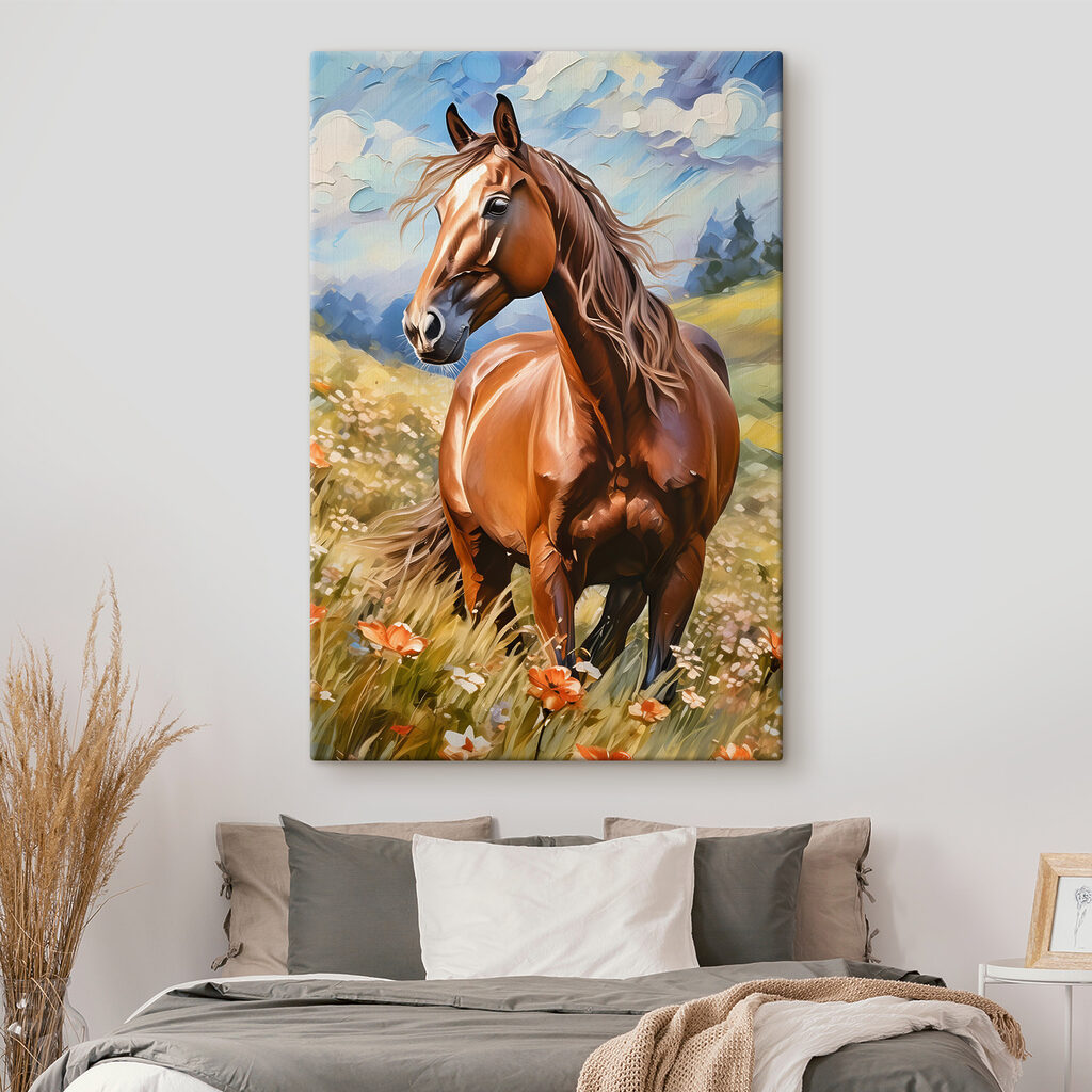 Paard tussen hoge bloemen — interieur 1