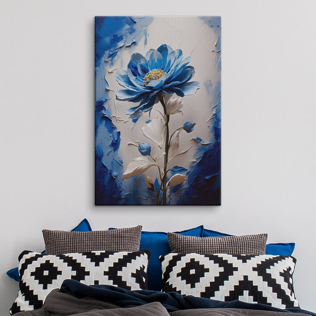 Blauwe bloem in penseelstreken — interieur 2