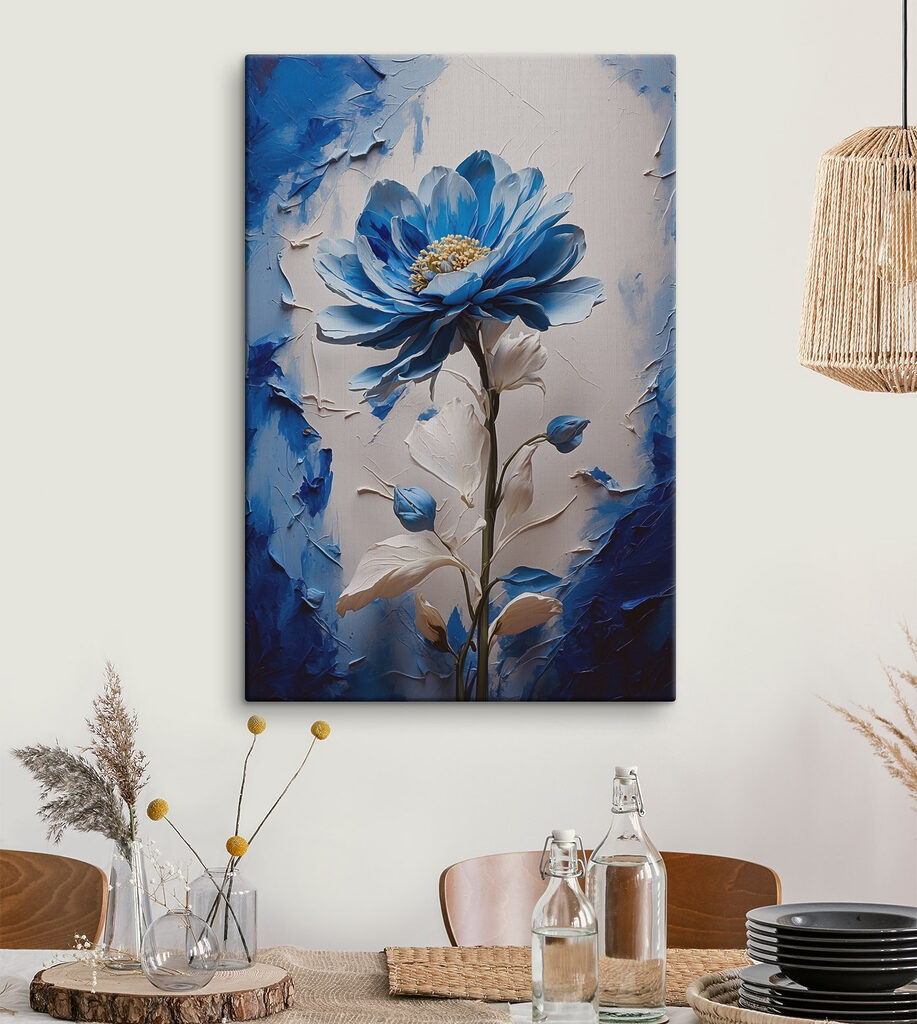 Blauwe bloem in penseelstreken — interieur 3