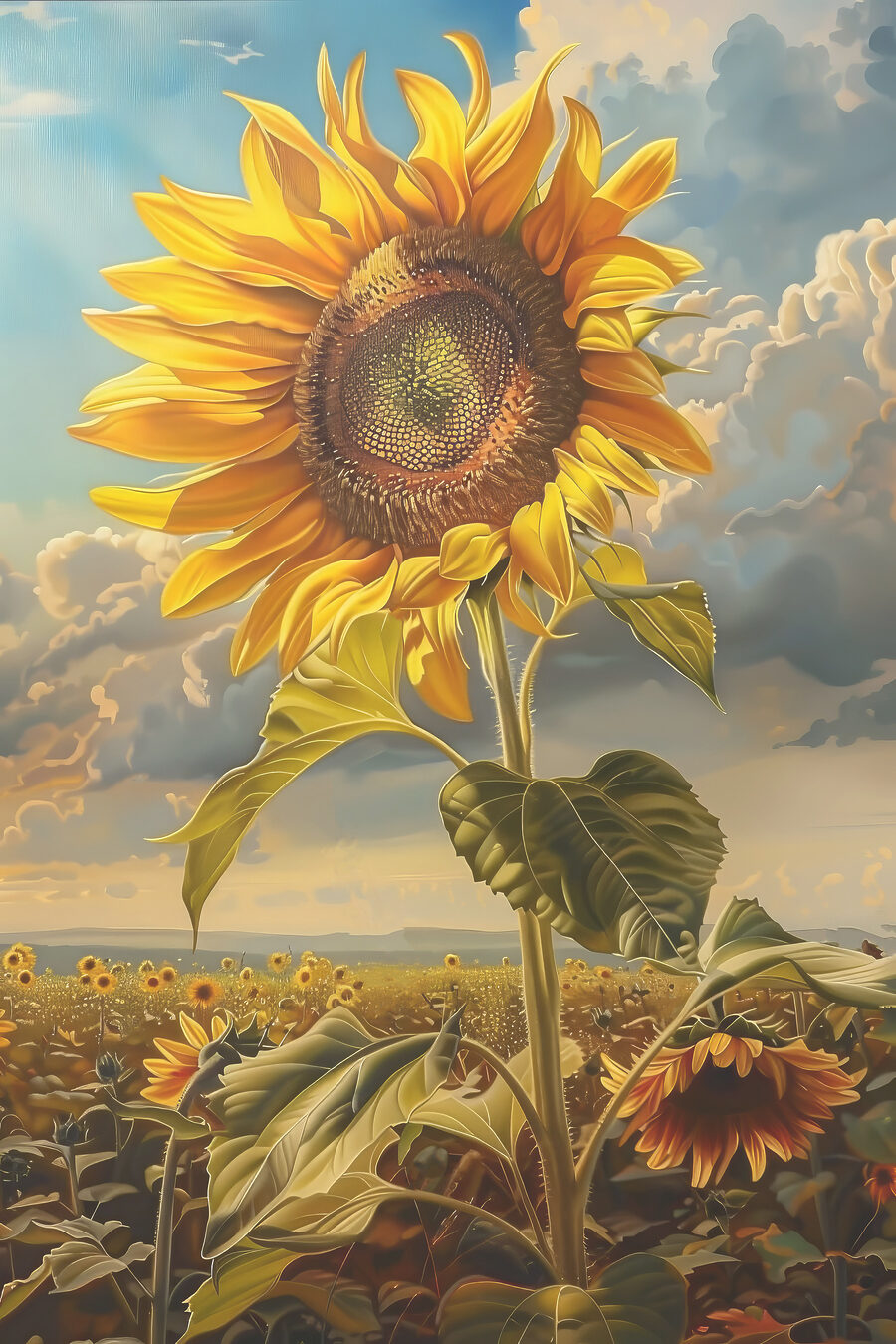 Zonnebloem boven het veld — volledig ontwerp