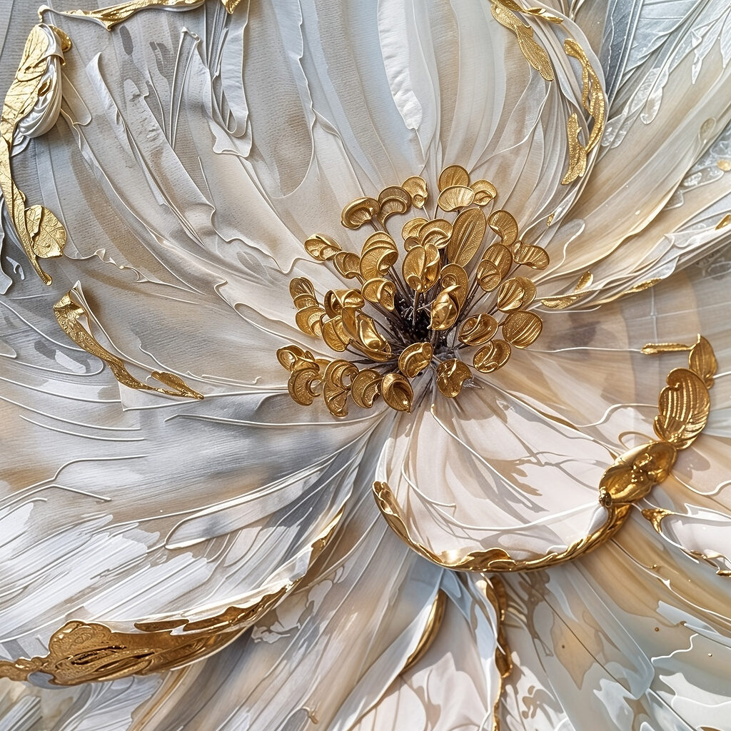 Bloem met gouden omtrekken — volledig ontwerp