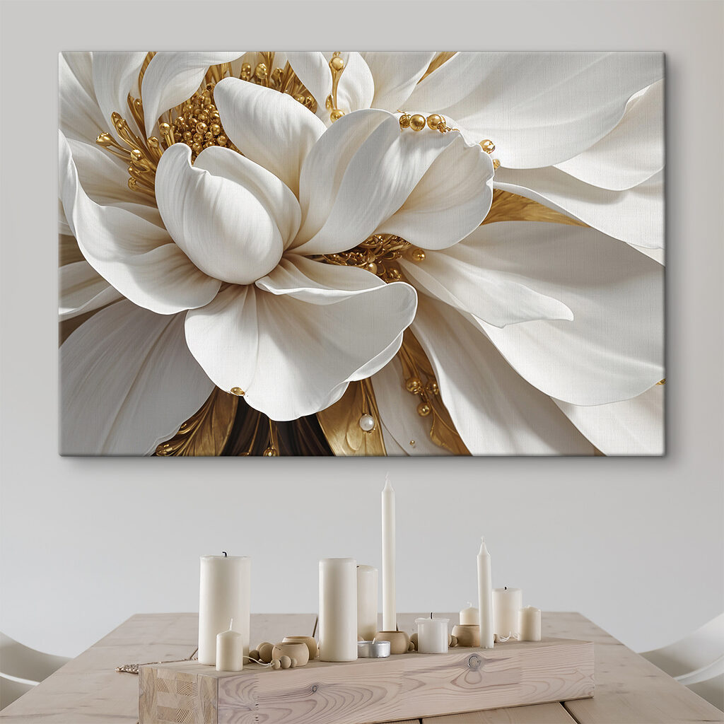 Elegante witte bloem met subtiele details — interieur 1