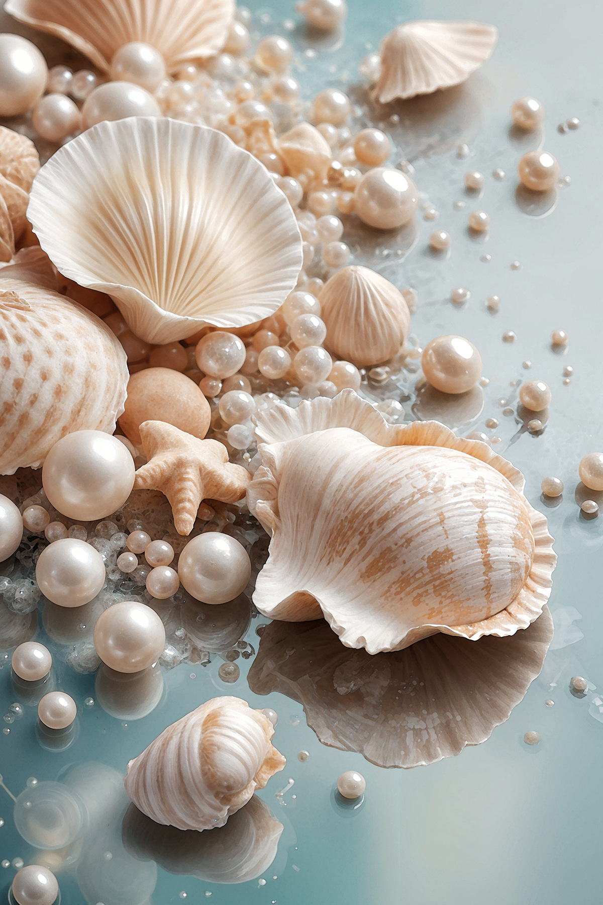 Schelpen langs het blauw — volledig ontwerp