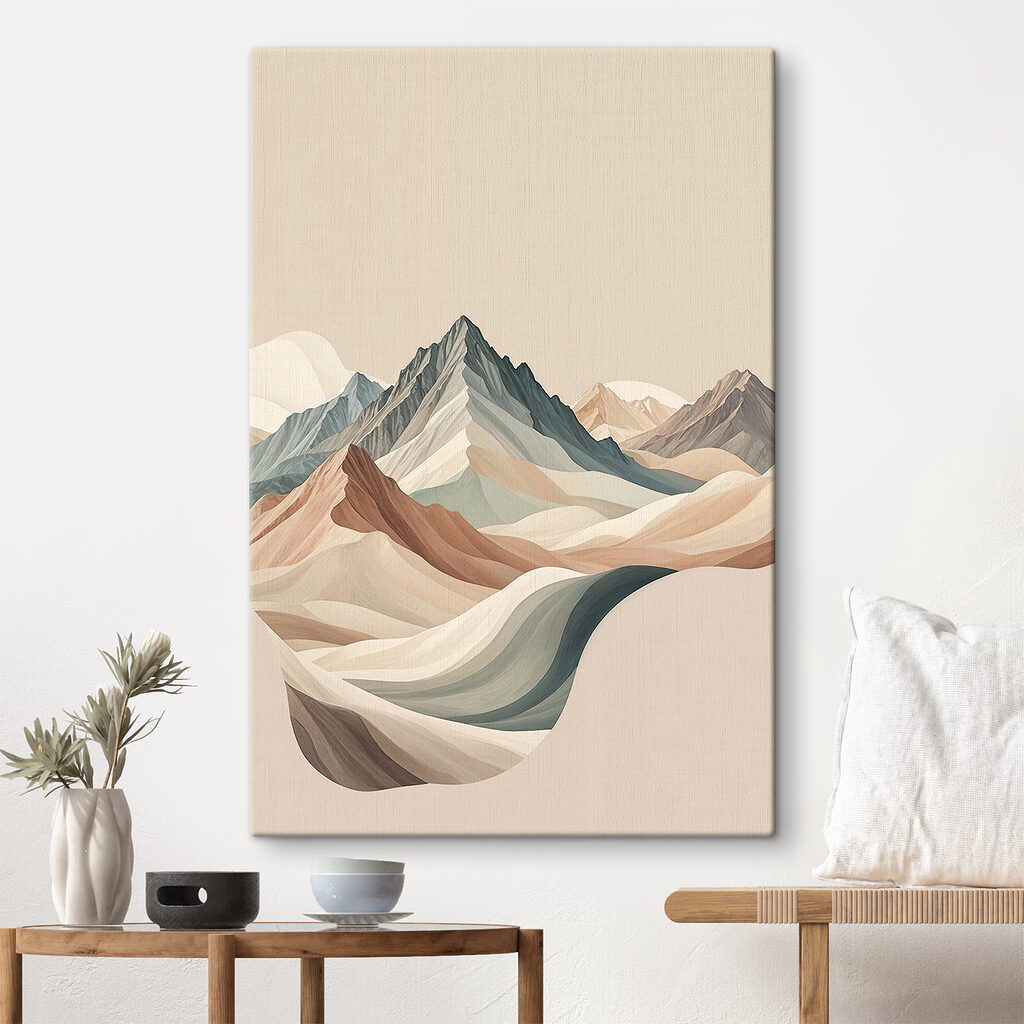 Een schilderij van bergen in verschillende kleuren — interieur 2