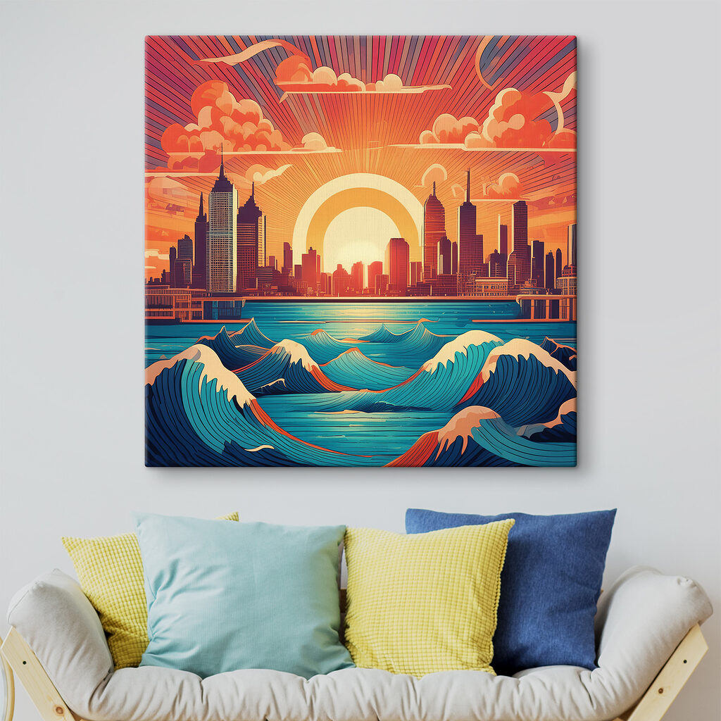 Stad boven blauwe golven — interieur 2