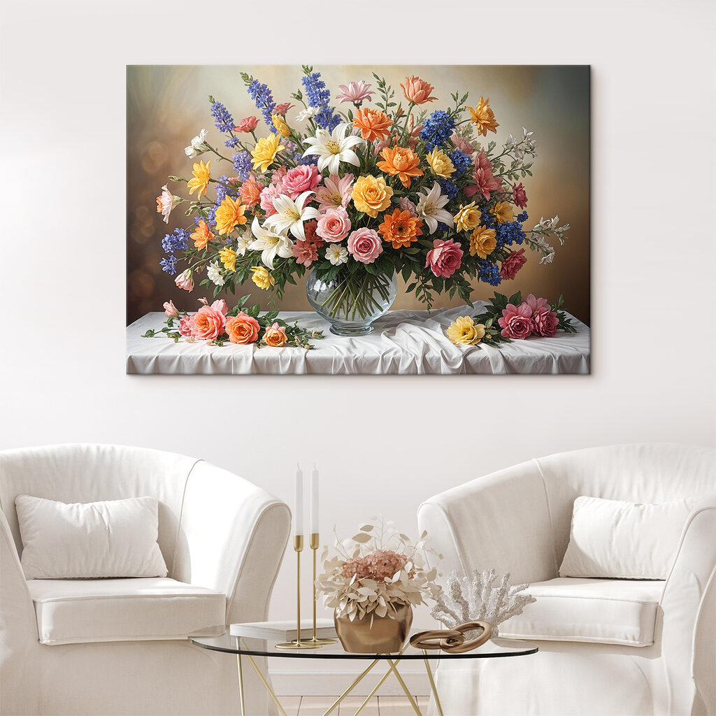 Een vaas met bloemen op een tafel — interieur 2