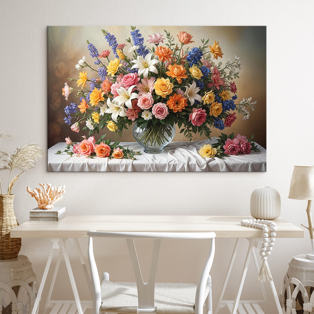 Een vaas met bloemen op een tafel — interieur 1